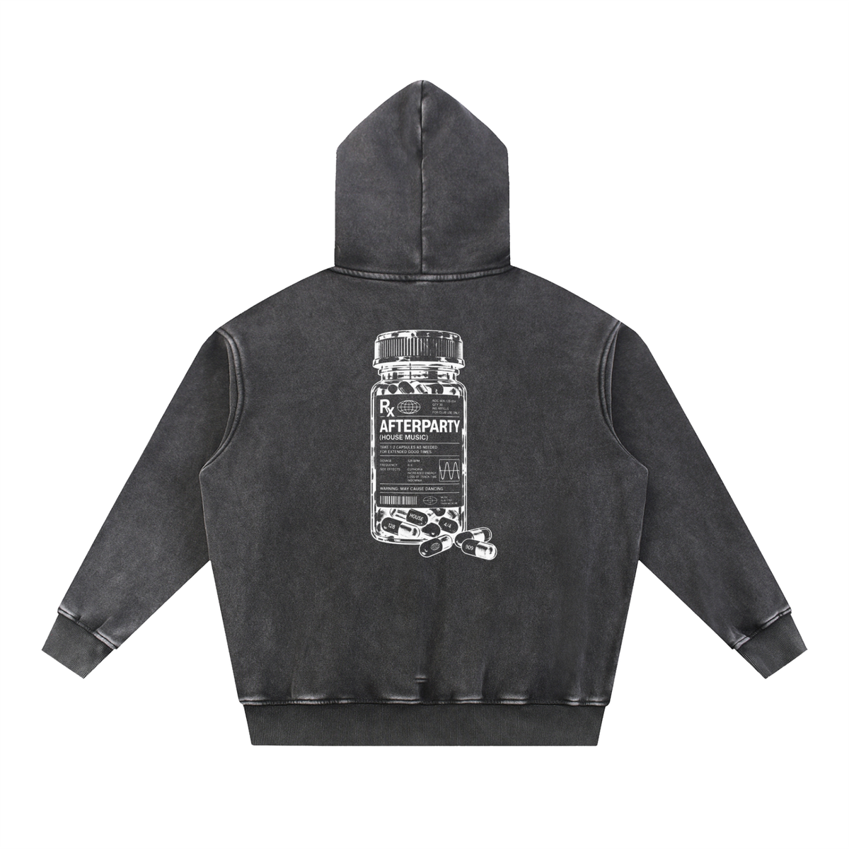 AFTERPARTY PILLS HOODIE BLACK WASH