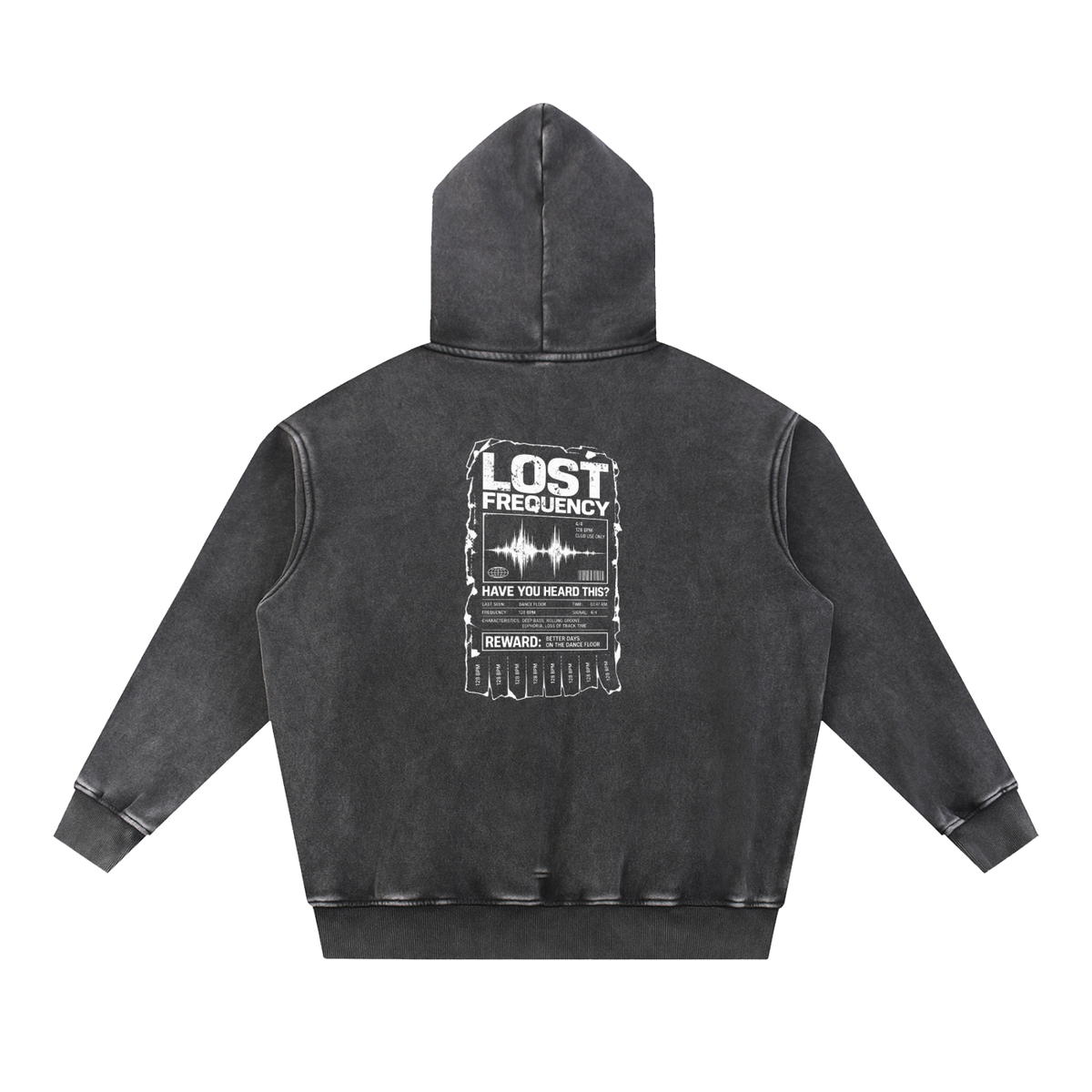 LOST FREQ HOODIE BLACK WASH